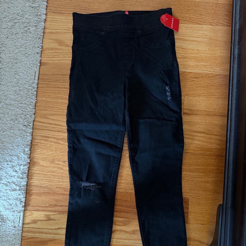 Brand-New Spanx Distressed Skinny Black Jeans